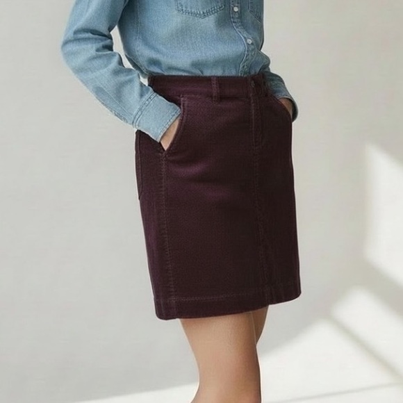 Eddie Bauer Dresses & Skirts - Eddie Bauer Plum Burgundy Corduroy Skirt women’s Size 8